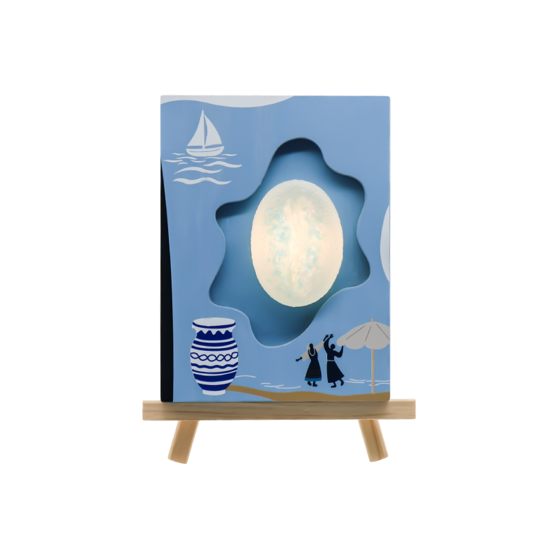 Ocean Wind Turing Coffee Bean Relief Wooden Art Lamp-Light of Love Sea