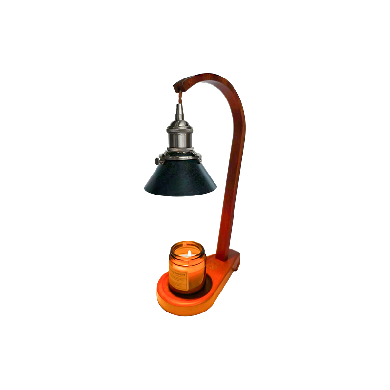 Stearinlysvarmerlampe med svart kjegleskjerm - slørlys