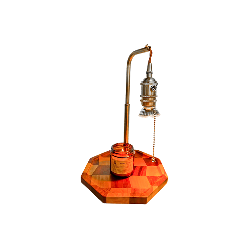Retro stearinlysvarmerlampe med messing og tre - Gilded Dawn