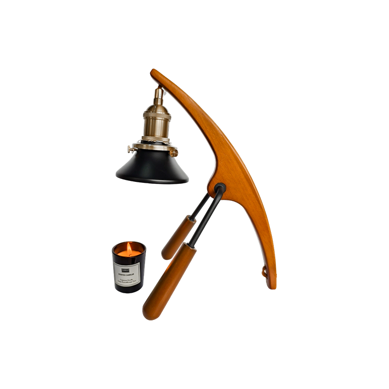 Stearinlysvarmerlampe med buet trearm - Arc Glow