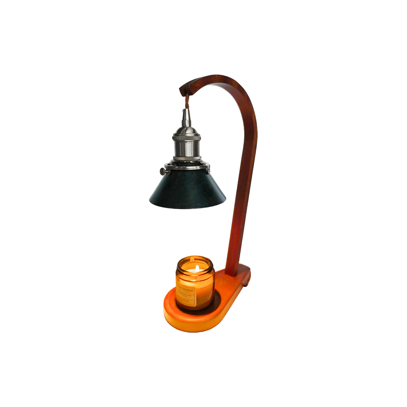 Stearinlysvarmerlampe med svart kjegleskjerm - slørlys