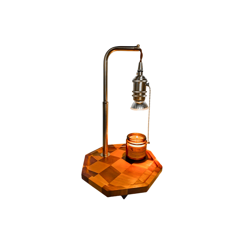 Retro stearinlysvarmerlampe med messing og tre - Gilded Dawn